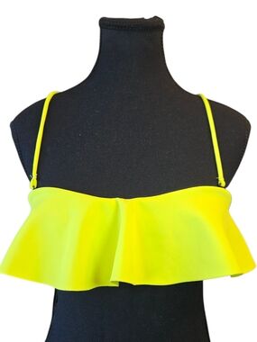 Kendall & Kylie Neon Yellow Ruffle Bikini Top Size Small